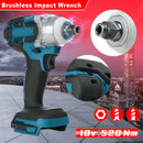 1/2 inch 520NM Brushless Cordless Electric Impact Wrench Power Tools Compatible Makita 18V Battery Wrench with Toolbox Set