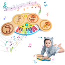 Wooden 2in1 Keyboard Piano Clapping Drum with Light & Music Cartoon Animals Music Toys Educational Toys for 12 months Baby Gifts