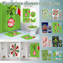 2024 New Christmas Snowman Print Toilet Bathroom Mat And Shower Curtain Four-Piece Set Bathroom Ornaments Fun Decorative