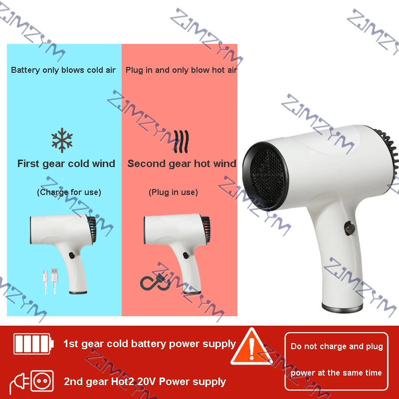 Wireless Hair Dryer Student Travel Portable Fast Dry Hair Lithium Battery Rechargeable Silent Hair Dryer