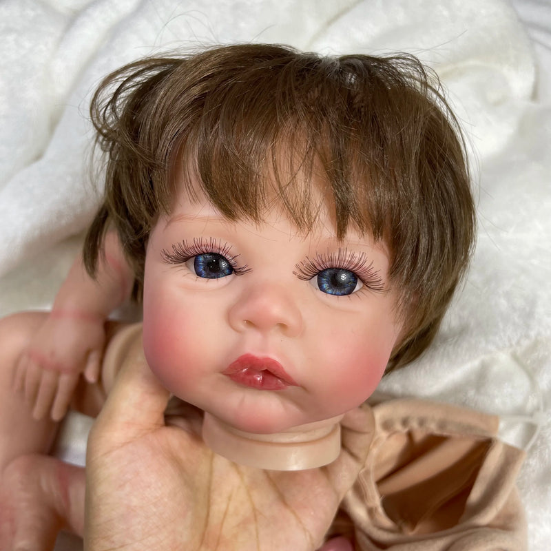 17Inch Already Painted Reborn Doll Kit Meadow 3D Skin Visible Veins Doll Parts Rooted Soft Hair With Cloth Body Doll Accessories