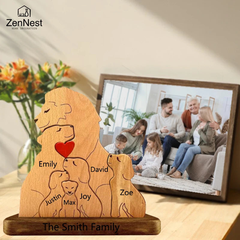 Wooden Family Puzzle Personalized Name Puzzle Wooden Lion Puzzle Art Home Decor Christmas Thanksgiving A warm gift for mom