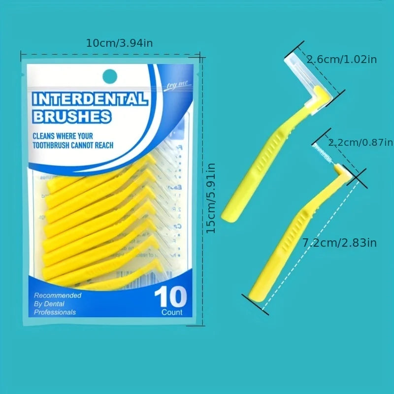 10PCS/Set Interdental Oral Brush L Shape Push-Pull Oral Care Teeth Whitening Dental Tooth Pick Tooth Orthodontic Toothpick Tooth