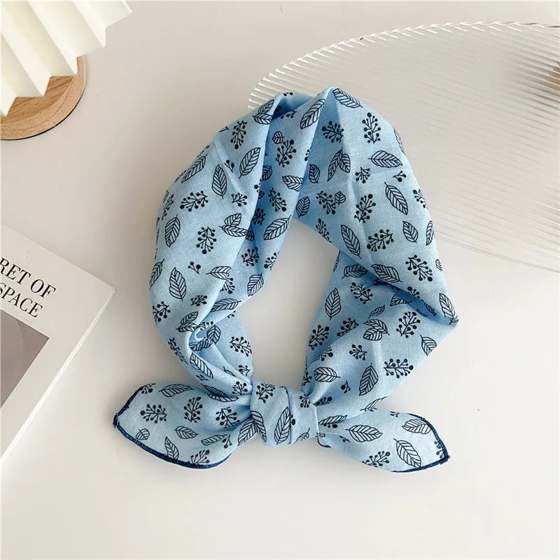 Approx 55cm Cotton Linen Square Scarf Neckerchief Spring Autumn Scarves Neck Scarf Turban Bandanas Headband Decoration for Women