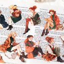 JIANWU Lazy Season Series Kawaii Girl Character Landscaping Sticker Creative DIY Journal Material Collage Stationery