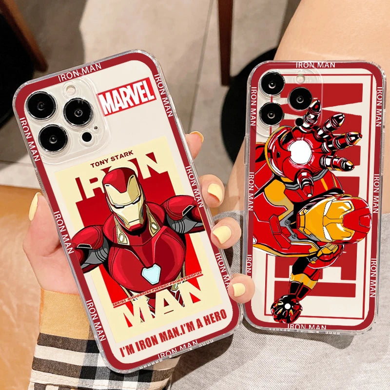 Marvel Iron Man Tony Stark Phone Case For Apple iPhone 14 13 12 11 SE XS XR X 7 8 6 5 Pro Plus MAX 2020 Transparent Cover