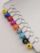 9pcs PVC Billiard Keychain Fashion Cute Cartoon Colorful Bag Key Chain Keyring Ornament Bag Purse Charm Accessories Easter Gifts