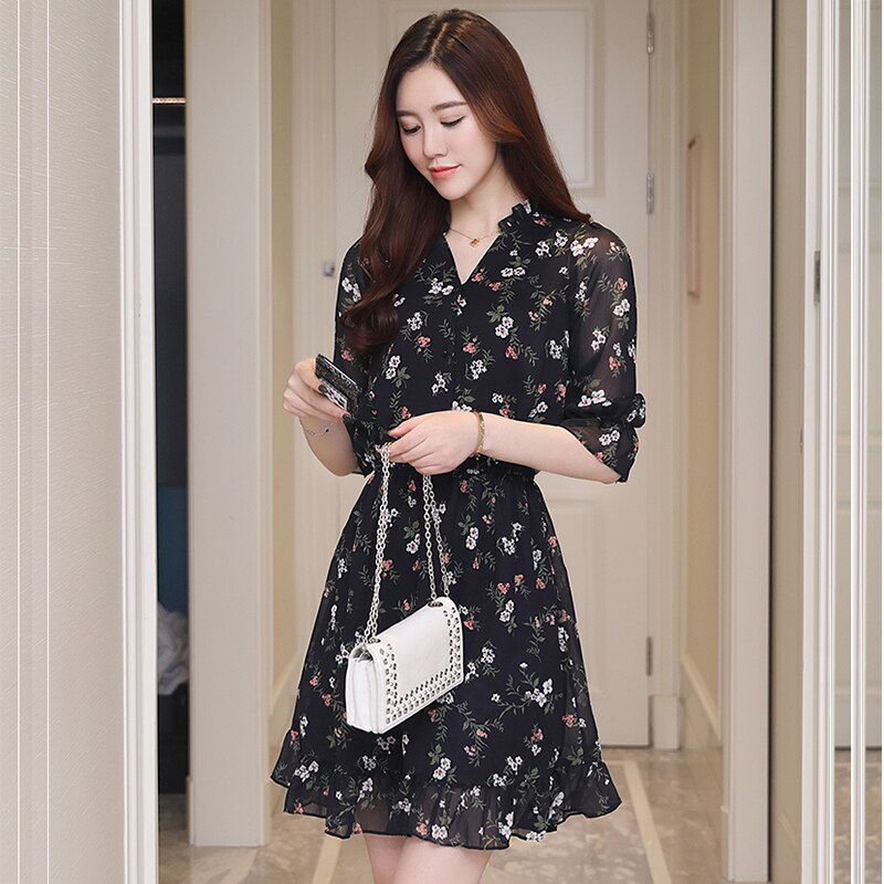 Summer Vintage Chiffon Floral Boho Shirt Dress 2023 Korean Elegant Bodycon Women Party Sexy Mini Dress Casual Sun Beach Vestidos