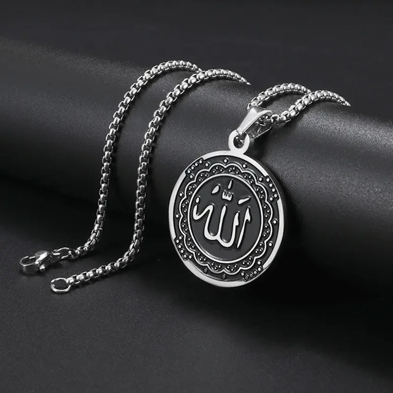 Classic Lucky Arabian God Allah Pendant Stainless Steel Necklace Ladies Islamic Muslim Charm Amulet Jewelry Gift Wholesale