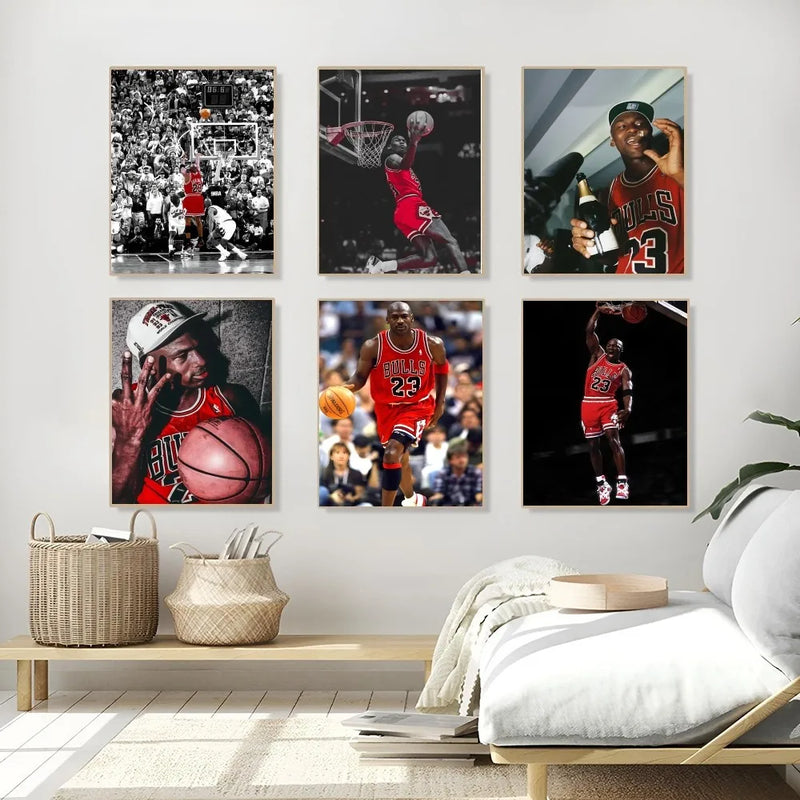 1PC M-Michael J-Jordan Poster Self-adhesive Art Waterproof Paper Sticker Coffee House Bar Room Wall Decor