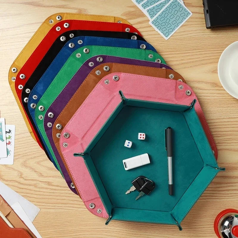 7 Kinds Colors leather Fabric Felt Folding Square Dice Tray Portable Quadrilateral Dice Box For Board Games Dice Storage 25*25cm