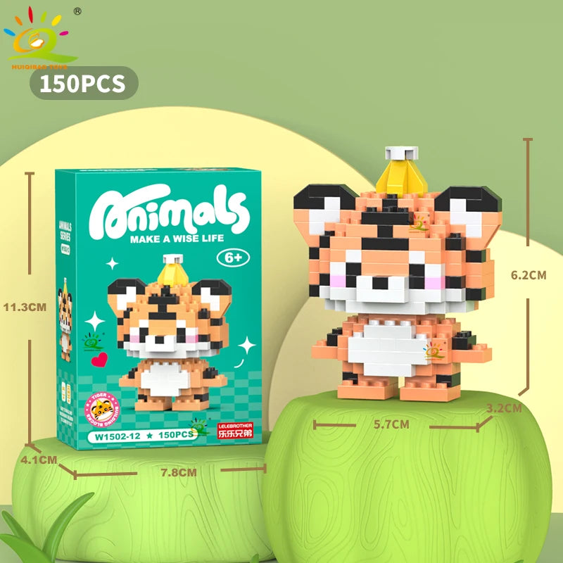 HUIQIBAO Mini Cute Anima Micro Building Blocks 3D Diamond Model LION Bricks DIY City Construction Toys for Children Kids Gift