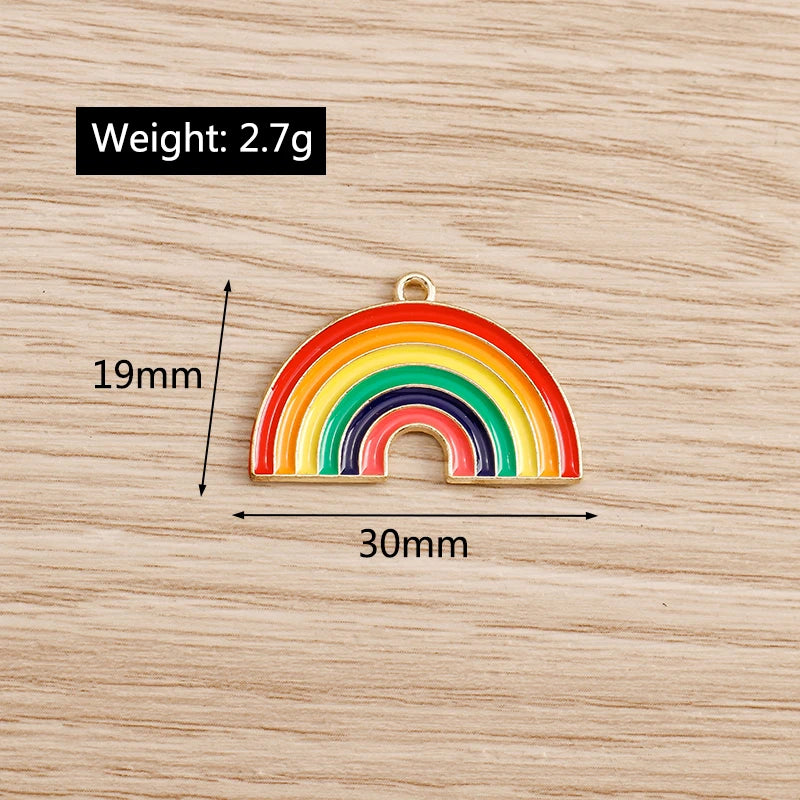 10pcs 30x19mm Colorful Enamel Rainbow Charms Pendants for Jewelry Making Earrings Necklace DIY Handmade Keychains Craft Supplies