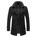 Men's autumn and winter business woolen coat fashion double collar cold jacket thick coat windproof