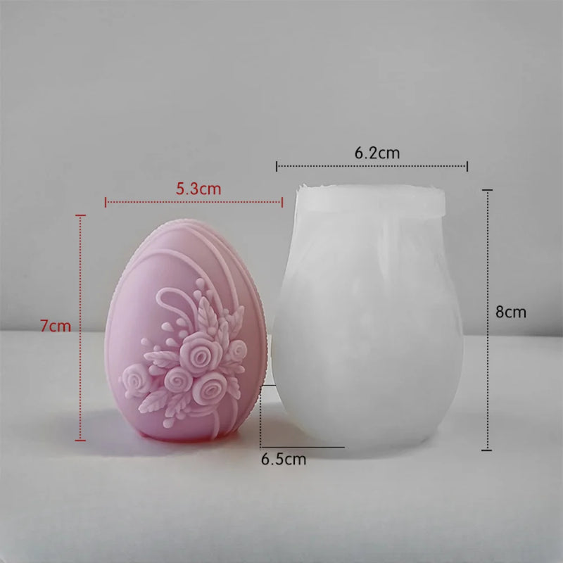 Easter Egg Silicone Candle Mold Aromatherapy Plaster DIY Craft Candles Making Tools Ornaments Embossed Flower Egg Mold