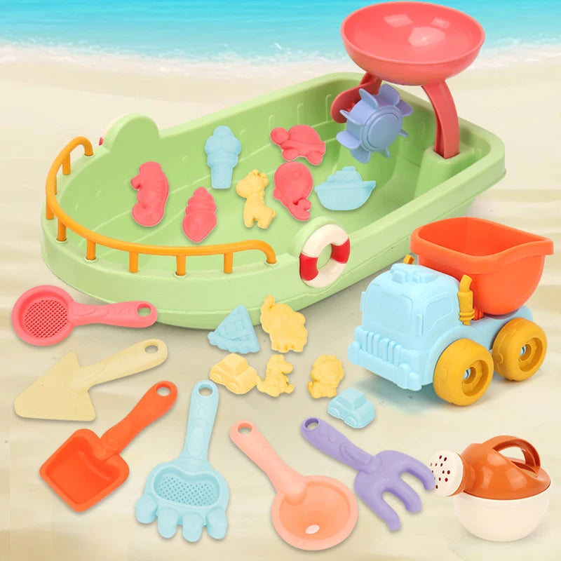 Kids Trolley Sand Play Beach Toy Sandbox Shovel Animal Molds Beach Accessories Toys Summer Outdoor Seaside Play Sand Water Game