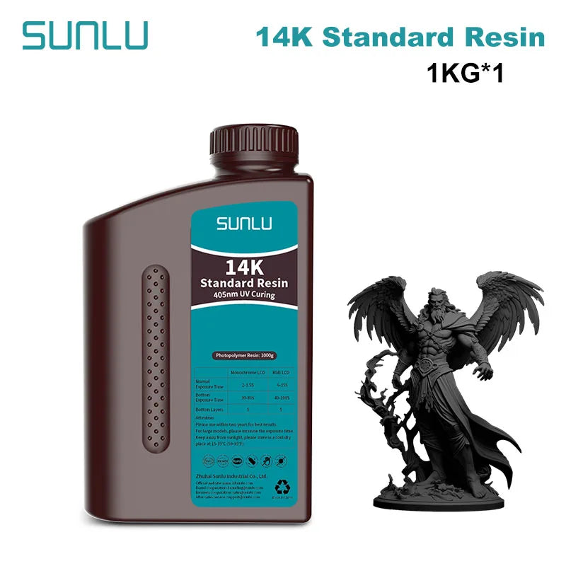 SUNLU 14K High Precision Resin 405nm UV Resin 1KG For LCD 3D Printer Material For Fast Curing  405nm UV Photopolymer Resin
