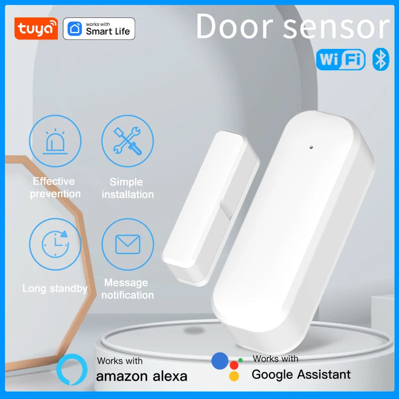 Smart Door Sensor,Tuya WiFi&ZigBee Window Contact Sensor Work with Alexa&Google, Trigger Phone Notification, Phone Alarm