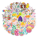 50Pcs Easter Stickers Waterproof Egg Bunny Rabbit Vinyl Stickers Cartoon Cute Sticker  Pack For Kids Water Bottles Laptop Gift