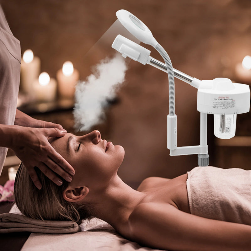 2 in 1 750W Magnifying Lamp Hot Vapozone Ozone Streamer Steam Device Facial Sauna Machine with 5X Light