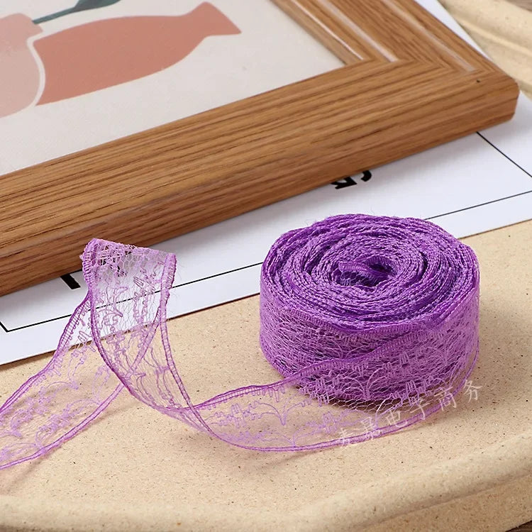 10Meters/Roll 2.2CM Non-Stretchy Lace Ribbon DIY Handmade Crafts Material Christmas Halloween Wedding Party Gift Wrapping Tape