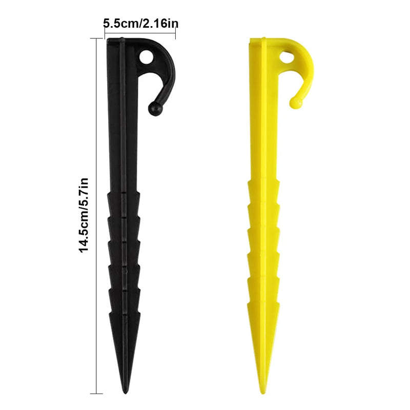 Pack of 20 Tent Nails Plastic Sand Ground Peg Fixing Garden Travel Camping Stakes Pins Support Nail Gardening  Black