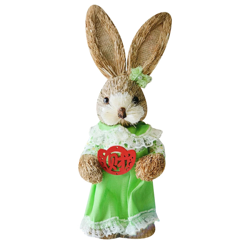 2024 New Rustic Cute Straw Rabbits Bunny Decorations Easter Party Home Garden Wedding Ornament Photo Props Crafts 35cm Decor