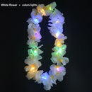 1pcs White Hawaiian Leis Masquerade Beach  Tropical Glow Party Light Up Flower Necklace Headband with LED Light Wedding Festival