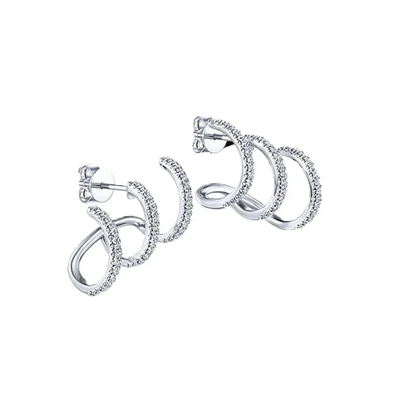 Creative Simple Lines 925 Silver Needle Stud Earrings for Women Men Vintage Unusual Irregular Metal Earrings for Women Jewelry