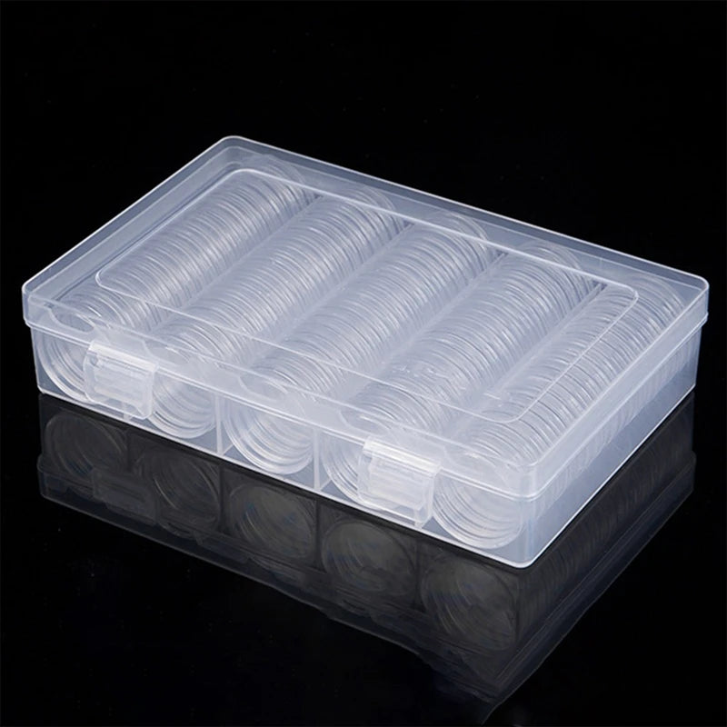 100Pcs Clear Coin Capsule Holder Case 27mm 30mm Transparent Collectable Coin Storage Box for Commemorative Coin Medal Container