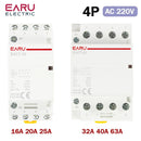 2P 4P 16A 20A 25A 32A 50A 40A 63A AC 220V 50/60Hz Din Rail Household Modular AC Contactor Switch Controller DIY Smart Home Hotel