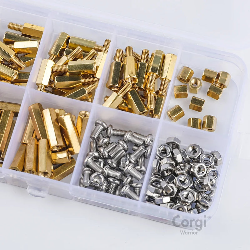 M2 M2.5 M3 M4 Motherboard Standoffs Screws Nuts Kit 48-320 Hex Pieces Male Female Brass Spacer for DIY Electronic PCB Circuit