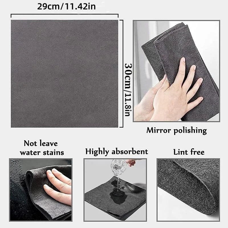 3/5pcs Magic Glass Wiping Rags, Thickened Multifunctional Windows Mirror Cleaning Cloths, Durable Microfiber Dishwashing Rag