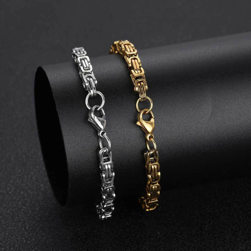 Newest 316L Stainless Steel Bracelet Men Women Wholelsale Wristband 4mm Gold Color Male Hand Chain Link Bracelet Hip Hop Jewelry