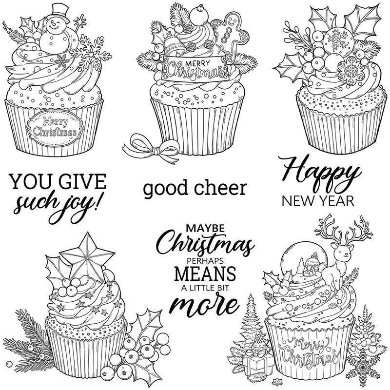 Mangocraft Christmas Series Sweet Cupcakes Cutting Dies Clear Stamp DIY Scrapbooking Metal Dies Silicone Stamp For Cards Albums