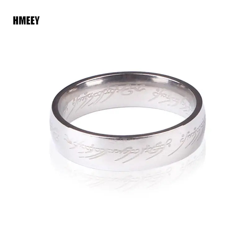 Vacuum Plating Midi Stainless Steel One Ring of Power 3D Carved Refined Wedding Ring Lovers Women Men Fashion Jewelry Wholesale