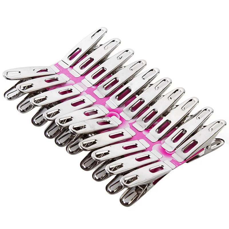 20Pcs Stainless Steel Clothes Pegs Washing Clips Household Clothing Sealing Clip Windproof Clips Hang Pins Metal Clips Clamps