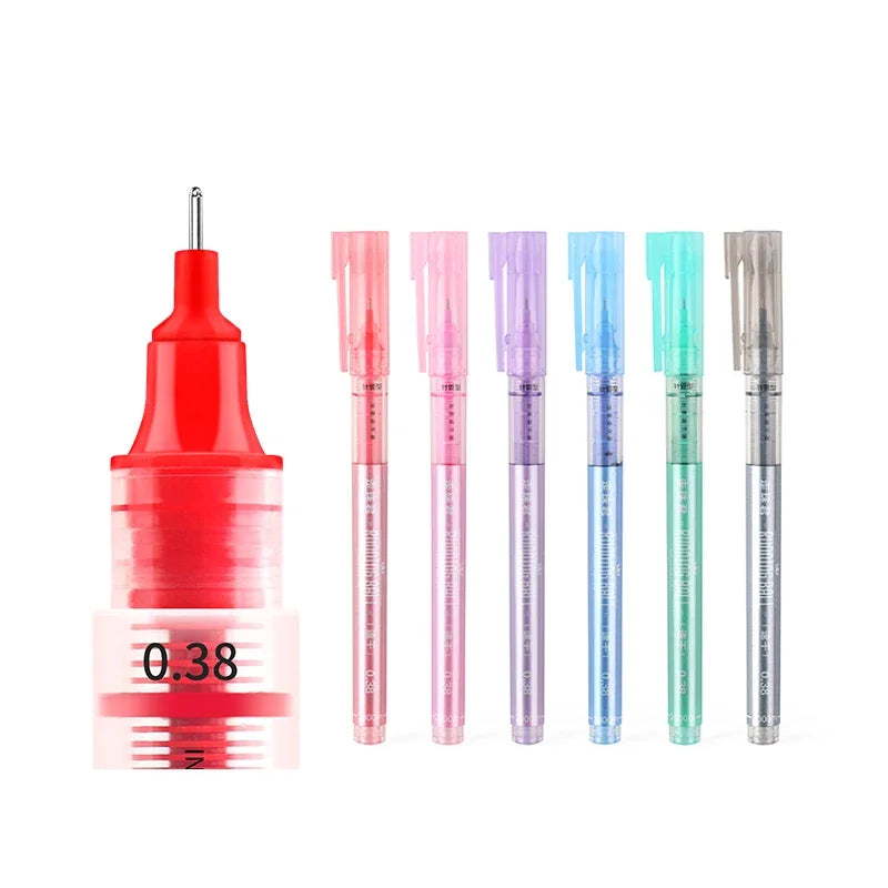 Colored Gel Pens Quick Dry Needle Tip 0.38mm Red Purple Green Blue Rose-red Colored Pens for  School Supplies