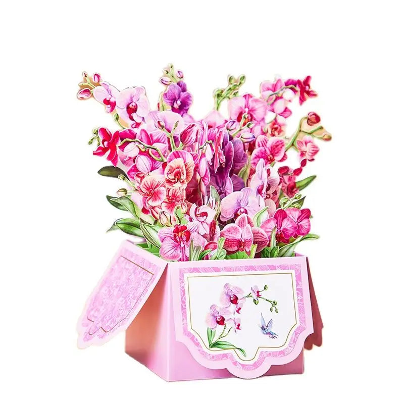 Flower Greeting Card With Envelope Surprise Gifts For Mothers Day Birthday Thanksgiving Wedding Anniversary Floral Box 3D Pop-up