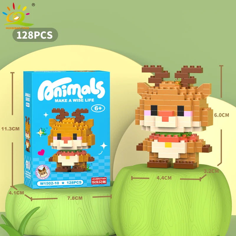 HUIQIBAO Mini Cute Anima Micro Building Blocks 3D Diamond Model LION Bricks DIY City Construction Toys for Children Kids Gift