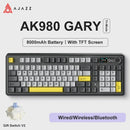 AJAZZ AK980 Mechanical Gaming keyboard, 2.9cm TFT Screen, Volume Knob, 98-Key Gasket Structure, RGB Lighting, Hot-Swappable PR4