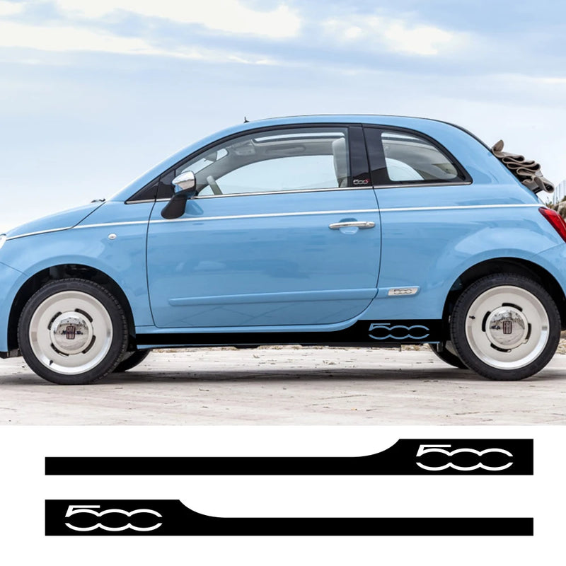 2PCS Car Stickers For Fiat 500 Abarth Tuning Accessories Graphics Racing Styling Side Stripes Skirt Auto Body Decor Decal