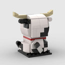 Animals MOC Dairy Cow Brickheads Cute Creative DIY Desktop Decor Building Blocks Kids Toys Gift Cartoon Pet Dairy Cattle Model