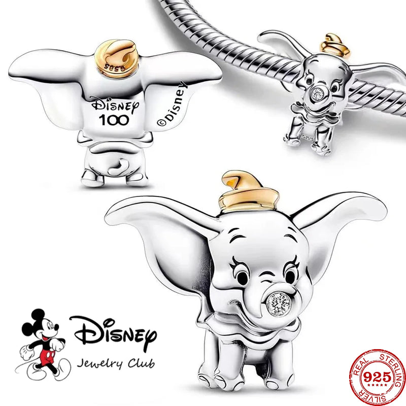 2023 New 925 Sterling Silver Disney Lion King Donald Duck Mickey Minnie Dumbo Original Charms Fit Pendant Bracelet DIY Jewelry