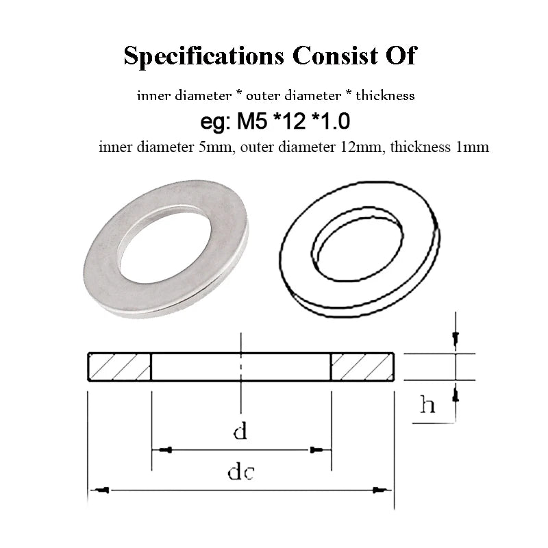 M1.6 M2 M3 M5 M6 M8~ M24 304 Stainless Steel Gasket Ultra-thin Metal Screw Flat Washer Standard Increase Thickened Meson Washer