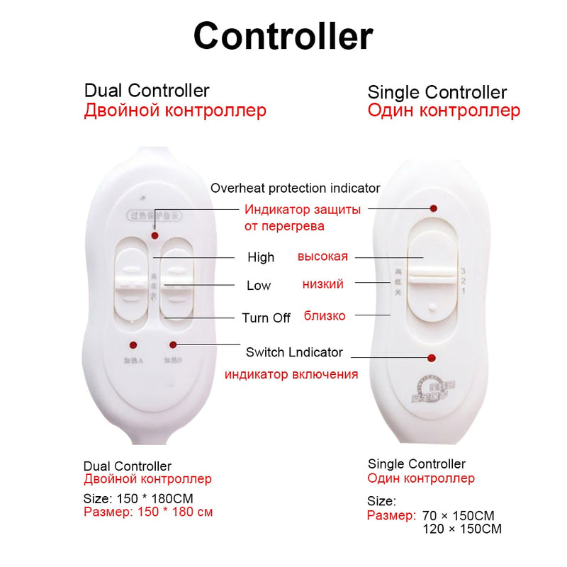 Electric Blanket 220v Double Heated Blanket 120×150 mm Thermostat Electric Mattress Soft Heating Bed Heater Winter Carpet