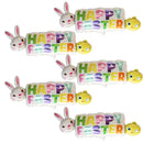 5pcs Easter Cute Rabbit Balloons White Bunny Shaped Balloons Happy Easter Foil Balloons for Easter Party Decors Kids Birthday
