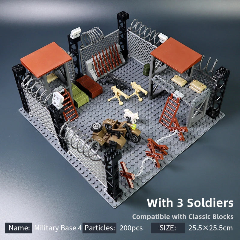 MOC Military Base Building Blocks Weapons House Blocks Toys for Boys Compatible Classic Army Guns Accessories Bricks Kids Toys