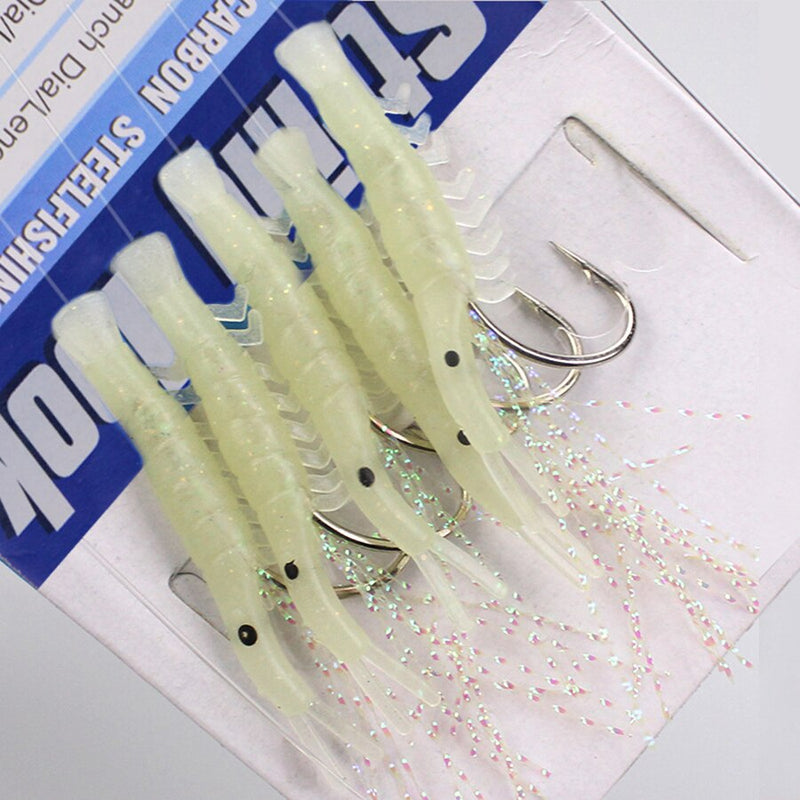 6Packs New Fishing Soft Rigs Luminous Artificial Shrimp Rigs Bait Jigs Lure Soft lure Artificial Lures Kit Spinnerbait