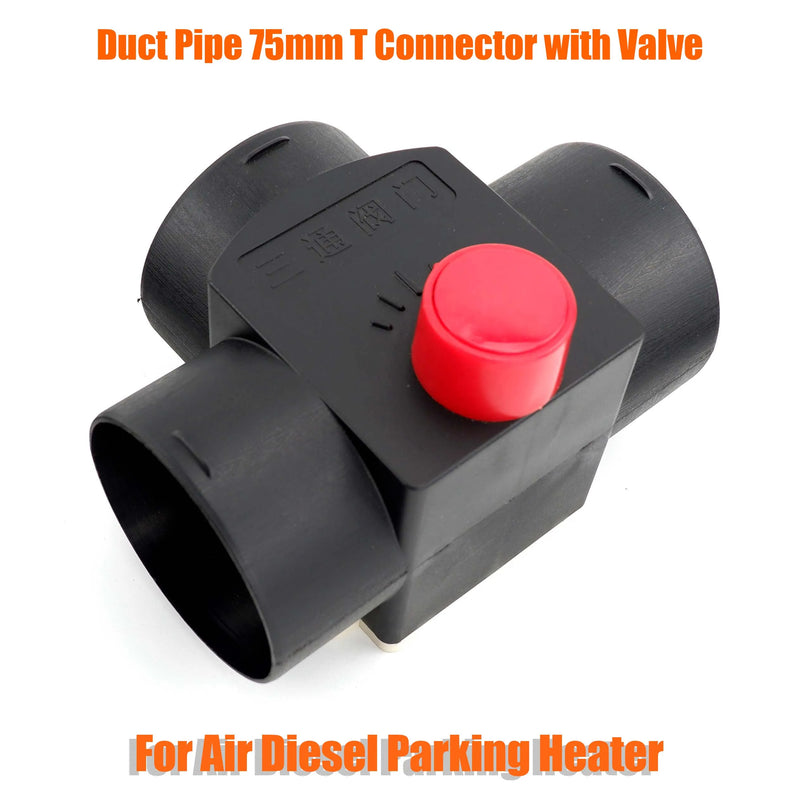 75MM Valve Flap Adjustable Air Diesel Heater Vent Ducting T Branch Splitter Exhaust Pipe Joiner Connector For Car Truck Camper